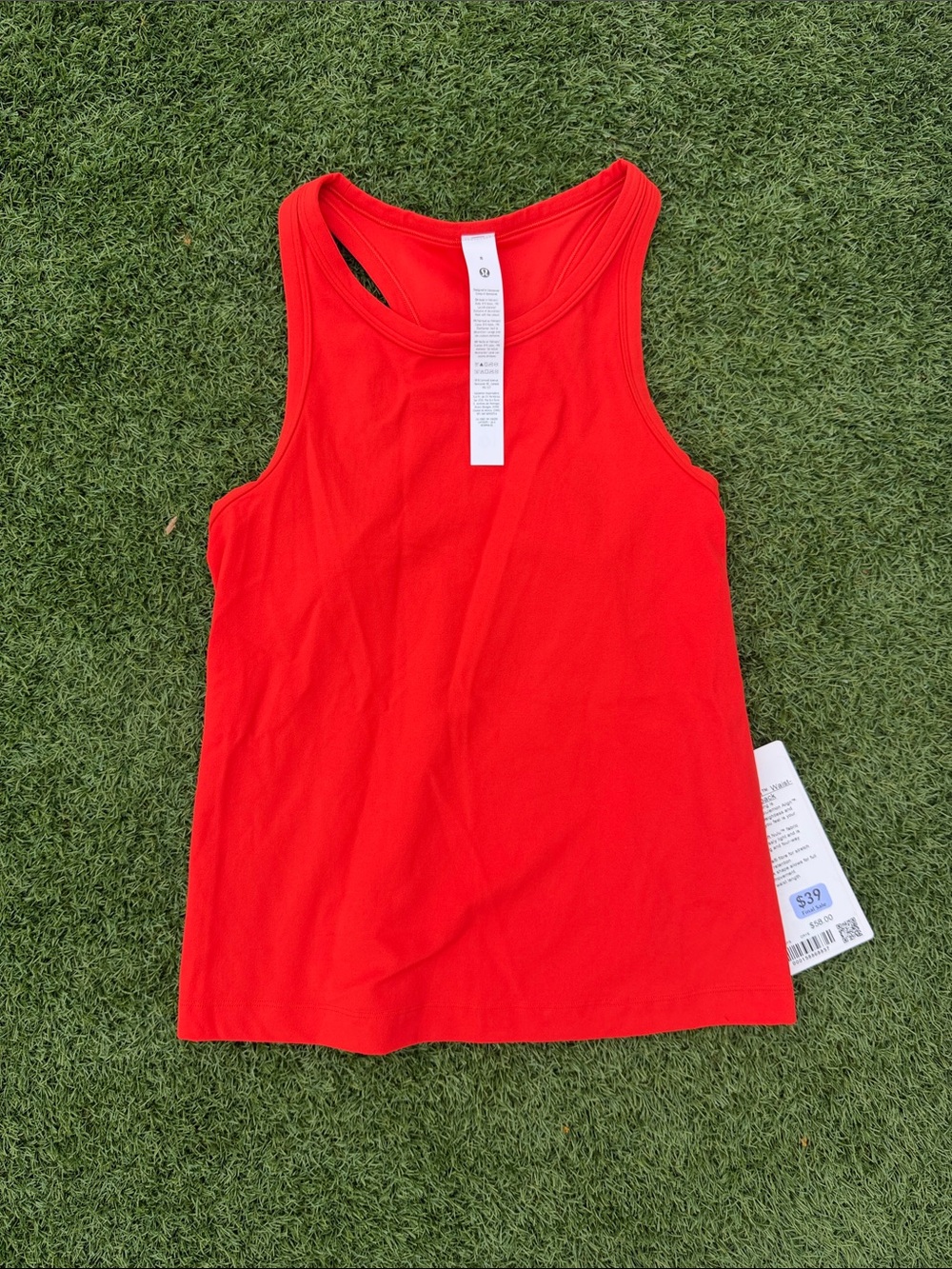 Lululemon Cherry Ember Red Align Waist Length Racerback Tank Top Size 8 NWT